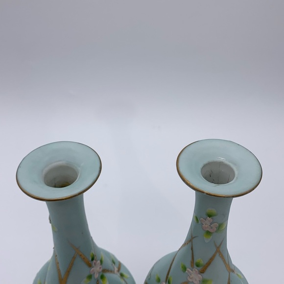 Pair Of MCM Victorian Style Hand Painted LENWILE CHINA Vases ARDALT JAPAN #6847A - Picture 8 of 12